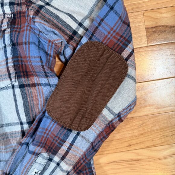 Men S Kavu Multicolor Plaid Button-Down Shirt Long Sleeve Cotton Elbow Patch - Picture 2 of 6